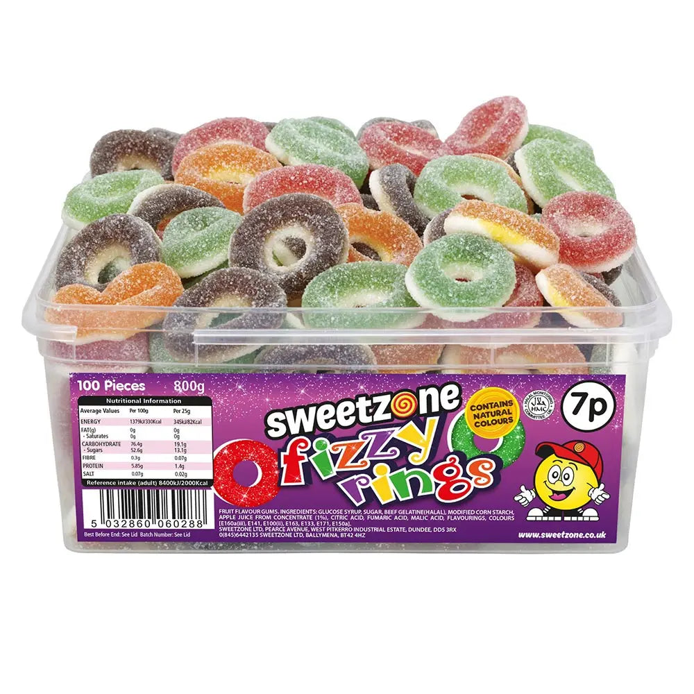 Fizzy Rings 7p Tub 800g H