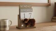 Wooden Highland Cow Calendar, 16cm