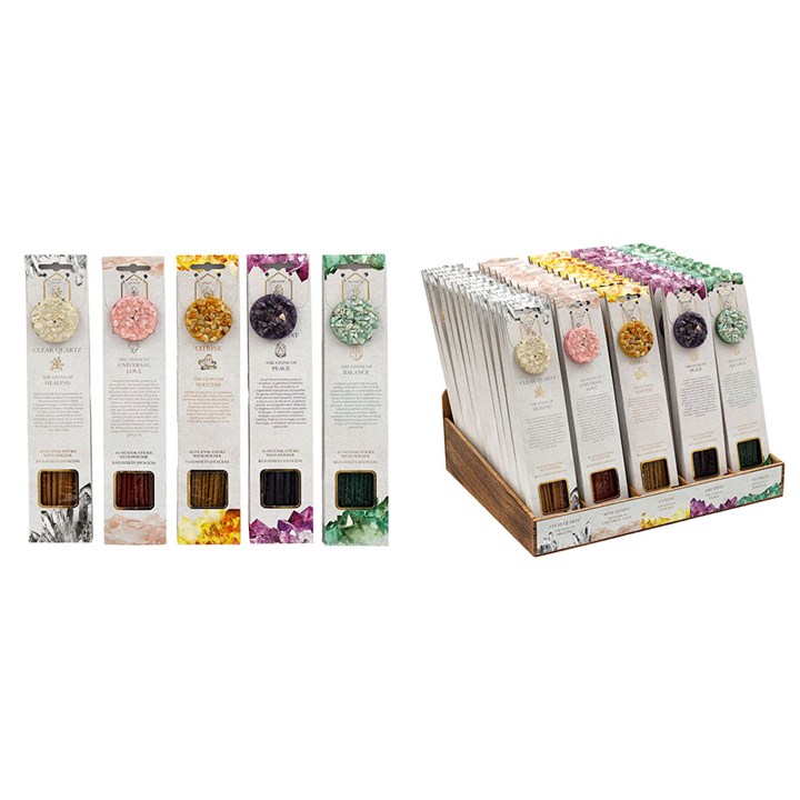 Pack of 40 Crystal Incense Sticks with Holder