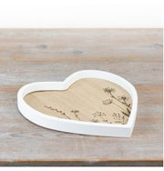 Heart Wooden Tray Roses Design, 24.5cm