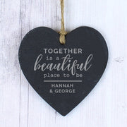 Personalised Together Slate Heart Decoration