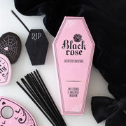 Set of 18 Black Rose Incense Stick Packs with Coffin Holder