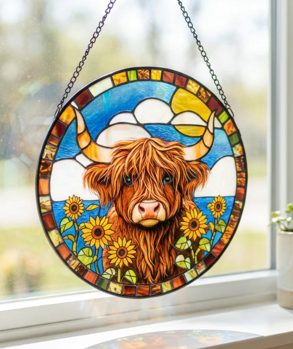 Suncatcher - Sunflower Highland Cow