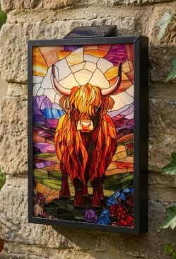 Solar Wall Art - Golden Highland Cow