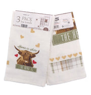 Highland Cow Tea Towel 3 Pack