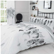 Feathers White Printed Duvet Set