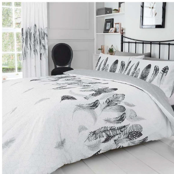 Feathers White Printed Duvet Set