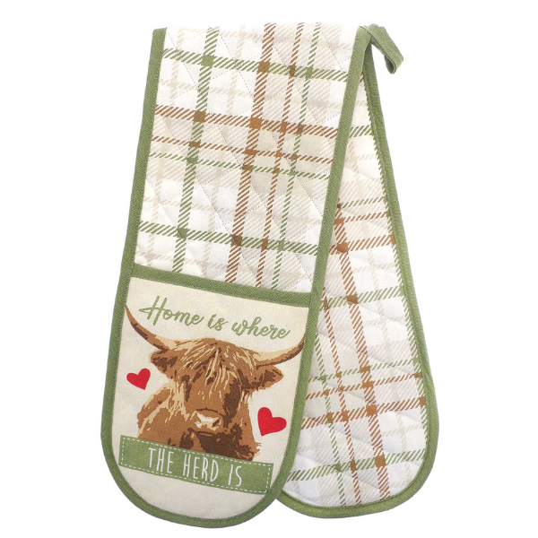 Highland Cow Double Oven Gloves