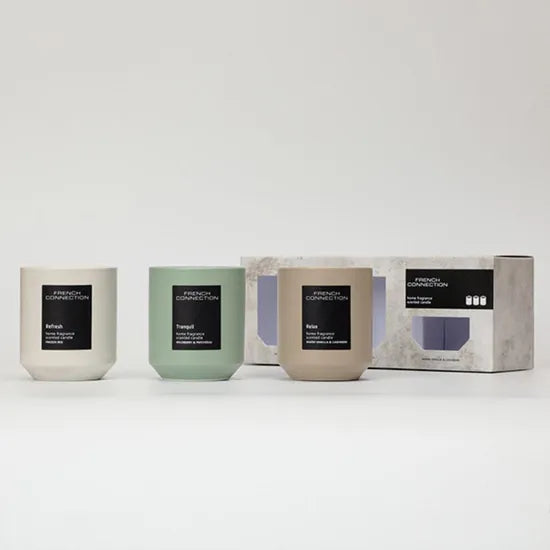 French Connection Stone Collection Trio Of Candles Gift Set